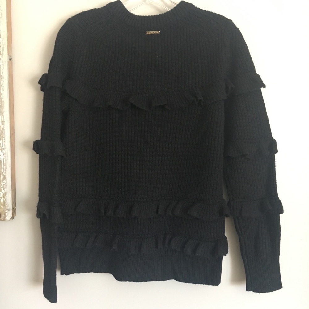New MICHAEL Michael Kors Black Ruffle Sweater - Picture 7 of 8